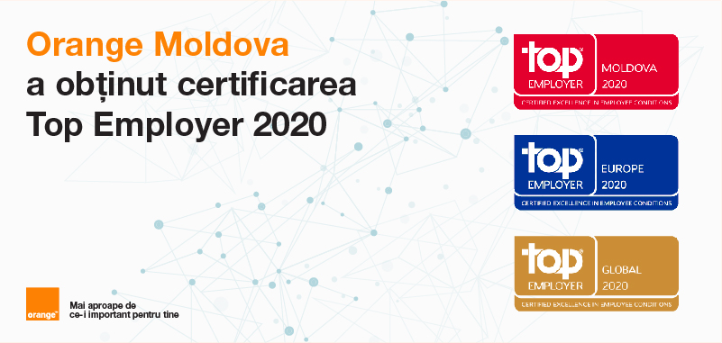Orange Moldova – certificată ca angajator de top la nivel internațional în 2020