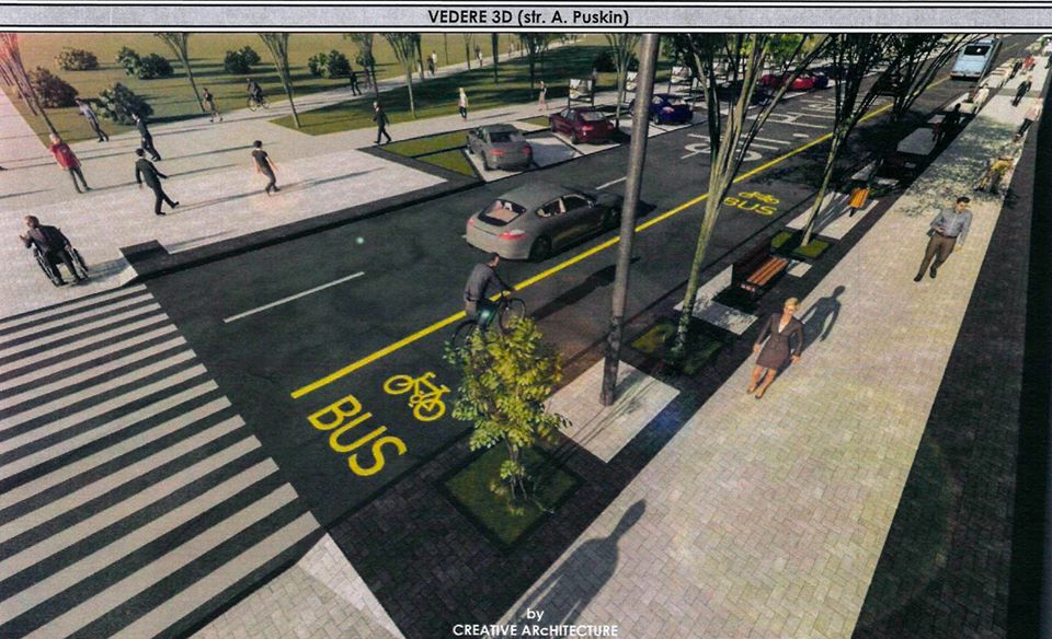 FOTO Pavajul scos și asfaltul uzat de pe trotuarele din strada A. Puşkin şi Gavriil Bănulescu – Bodoni va fi reutilizat la alte obiective