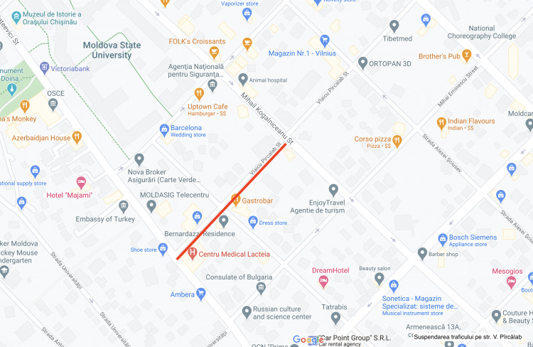 В центре Кишинева на несколько дней перекроют две улицы (КАРТА)