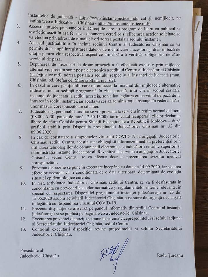 Regim special de activitate la Judecătoria Chișinău, sediul Centru. În cadrul instituției a fost depistat un caz de infectare cu COVID-19