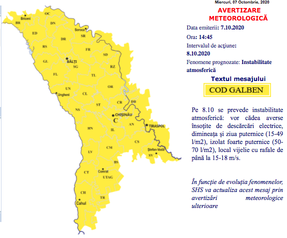 Cod Galben de ploi puternice și vijelie, în toată țara. Ce temperaturi ne așteaptă