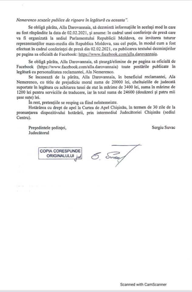 Scandalul „diplomelor false”: O deputată PSRM, obligată să dezmintă acuzațiile aduse Alei Nemerenco și să achite despăgubiri