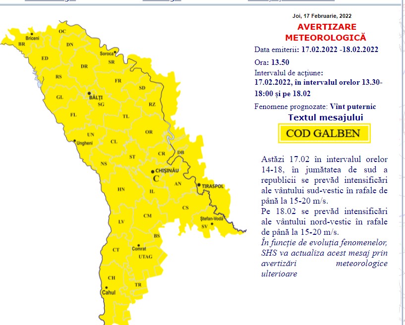 După soare, vine vântul. Meteorologii au emis o nouă avertizare „cod galben”