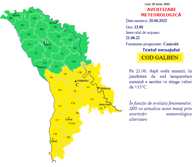 В Молдове объявили желтый код из-за жары. Ожидается до +33°C
