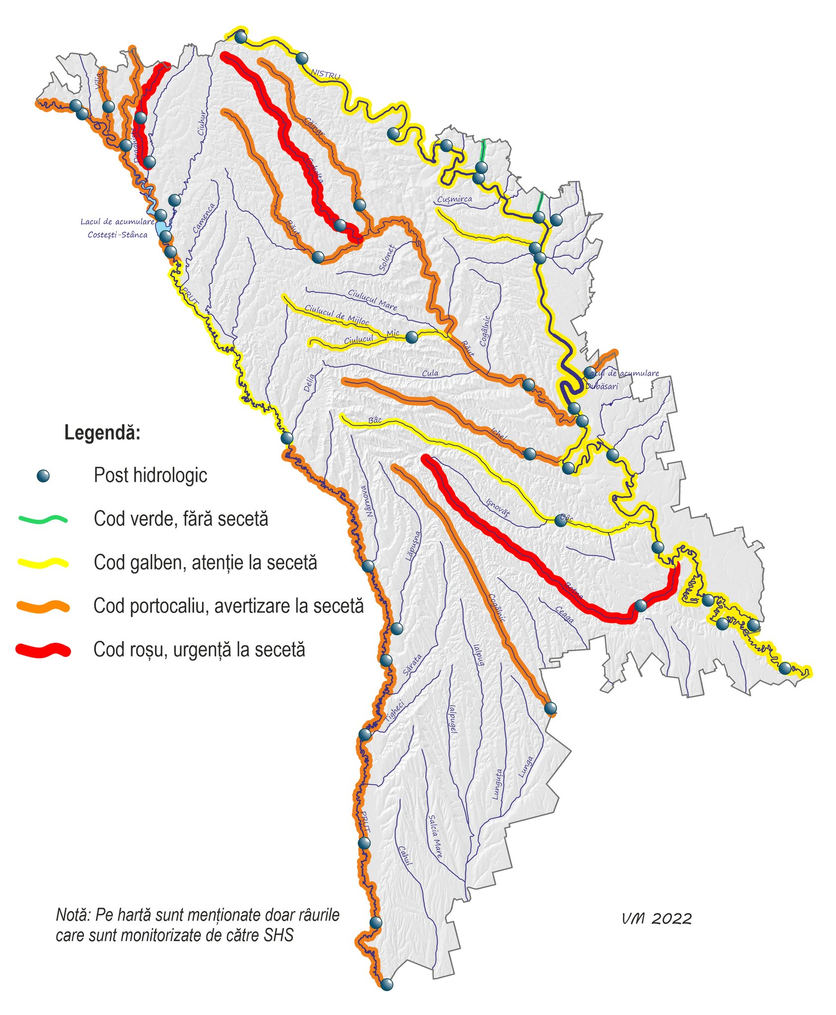 Avertizare hidrologică de scurgere scăzută a apei: râurile Nistru și Prut, printre cele mai afectate