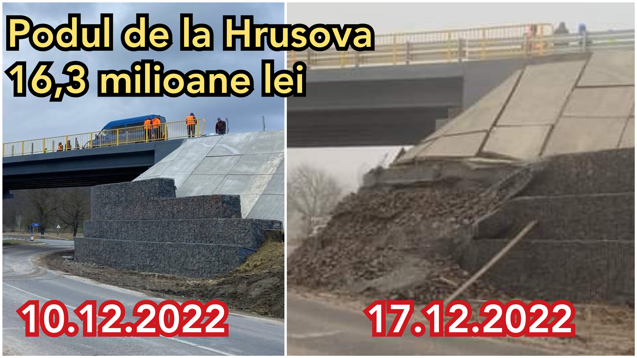 FOTO Acostamentul unui pod din Criuleni, în care s-au investit peste 16 mln lei, s-ar fi surpat, deși abia urma să fie dat în exploatare