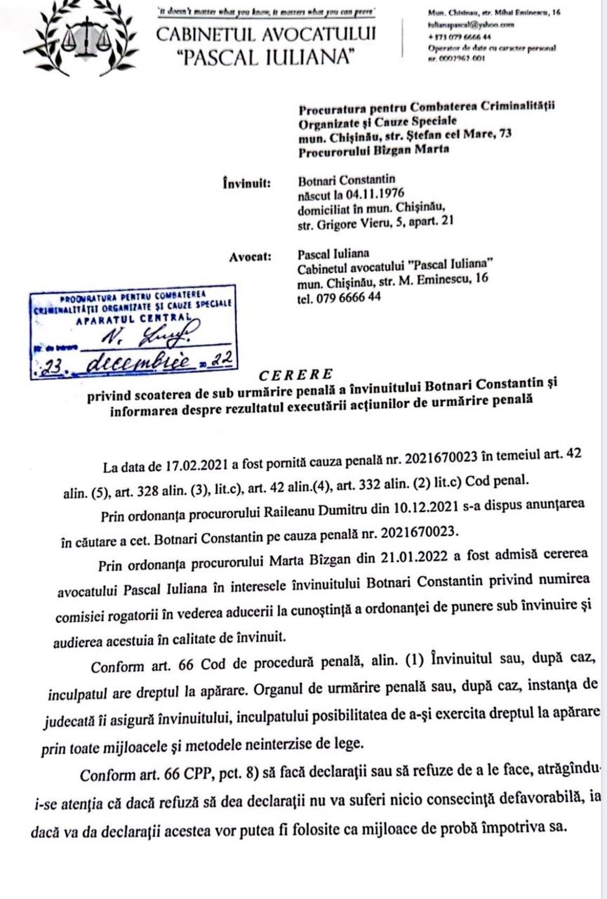 DOC Ex-deputatul PDM Constantin Botnari, alias „borsetka”, adresare către procurori. Cere să fie scos de sub urmărire penală