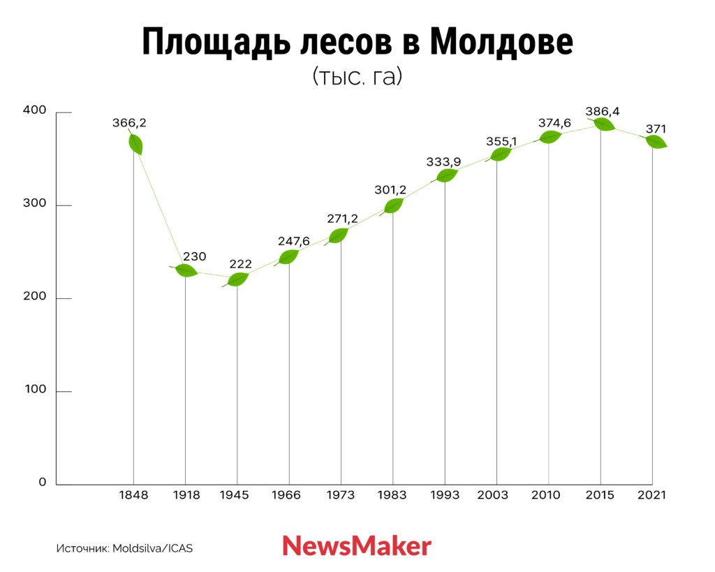 Площадь лесов в Молдове увеличат на треть. На это власти возьмут €620 млн грантов и кредитов