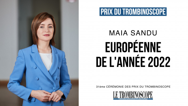 FOTO Maia Sandu - desemnată „Personalitatea europeană a anului 2022" de o publicație din Franța