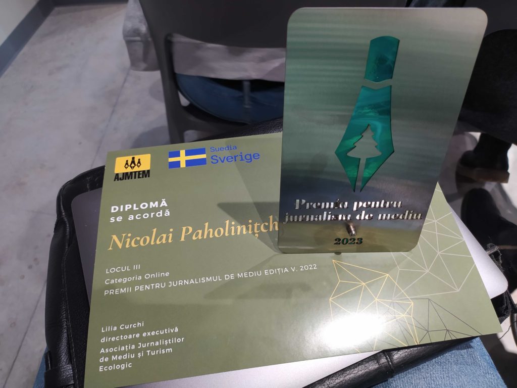 (VIDEO) Gala premiilor pentru Jurnalism de Mediu: Corespondentul NM Nicolai Paholinițchi a fost premiat
