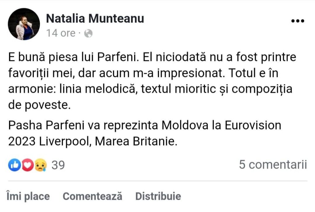 Mesaje de felicitare și critici. Reacții la piesa „Soarele și luna”, care ne va reprezenta țara la Eurovision