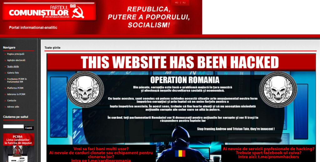 (VIDEO) Site-ul PCRM a fost spart de hackeri. Ce mesaj au lăsat aceștia pentru comuniști