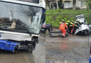 (ФОТО) В Кишиневе автомобиль врезался в троллейбус. Есть пострадавшие