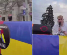 (ВИДЕО) Блогер Некоглай на лимузине провел в Кишиневе акцию в поддержку Украины. Сторонникам России он пообещал купить билеты в Москву