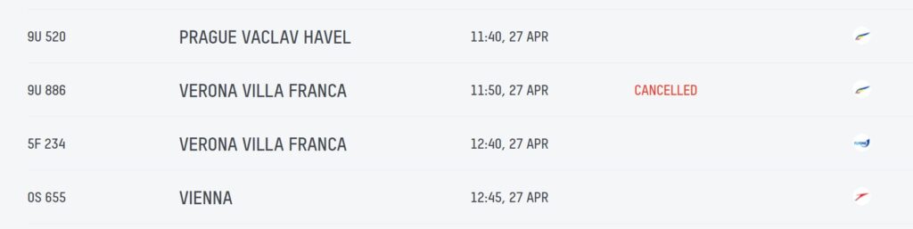 Air Moldova отменила три рейса 27 апреля