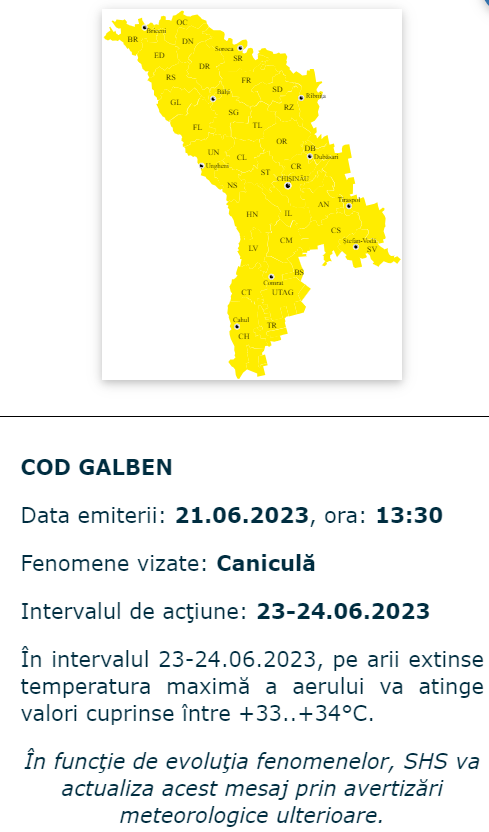В Молдове объявили желтый код из-за жары. Ожидается до +34°C