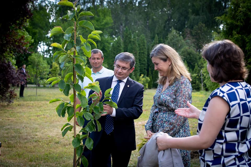 (ФОТО) Гросу и его коллега из Франции посадили магнолии в Ботаническом саду