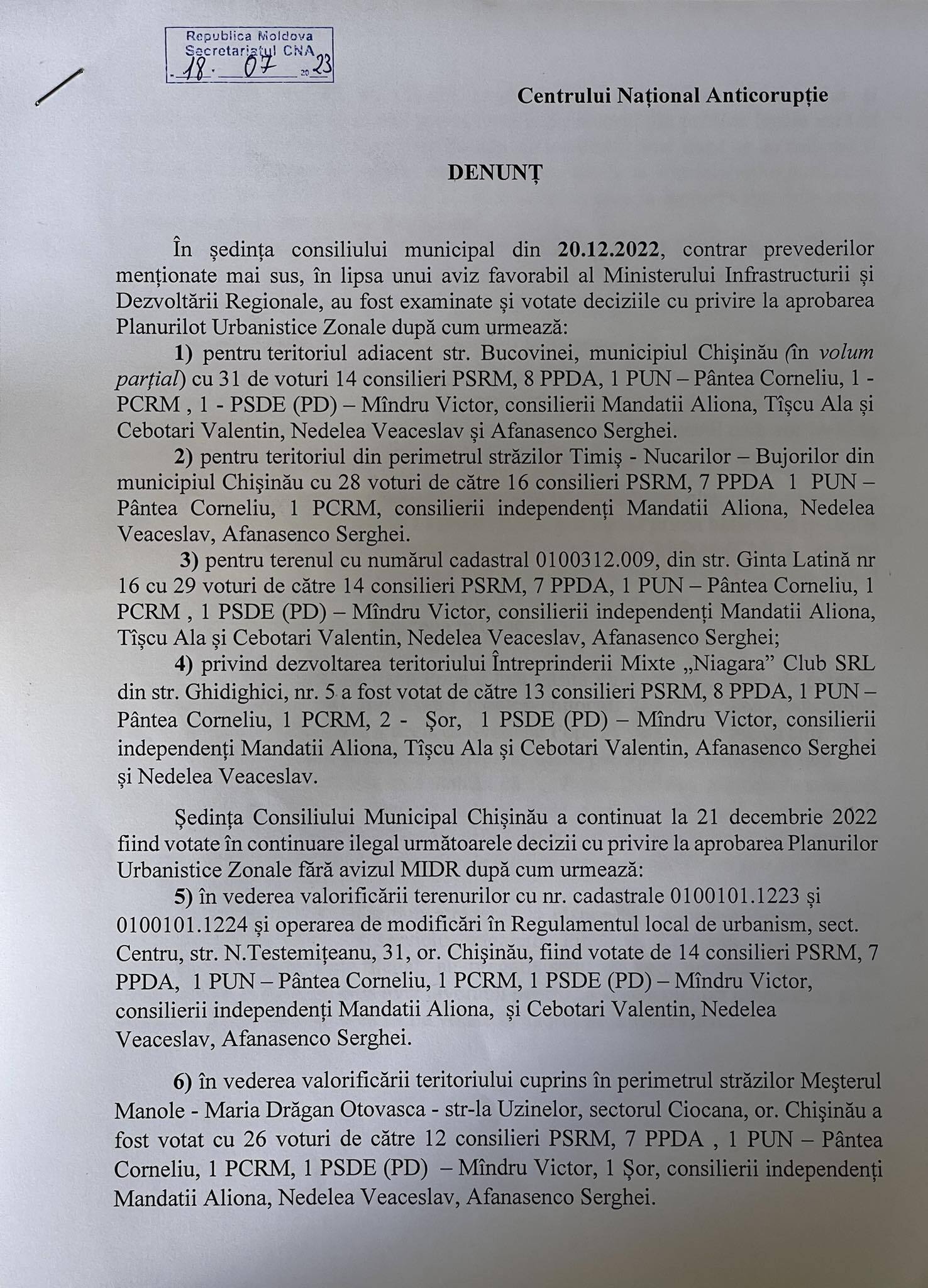 PAS, denunț la CNA: cere atragerea la răspundere a funcționarilor din Primăria Chișinău, implicați în acte de corupție