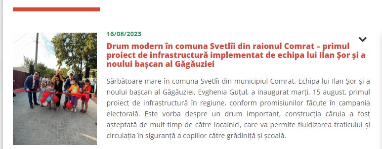 Se laudă cu proiecte care nu le aparțin? O primărie din Găgăuzia o acuză pe Guțul că ar face PR echipei lui Șor și politicianului fugar pe seama altora