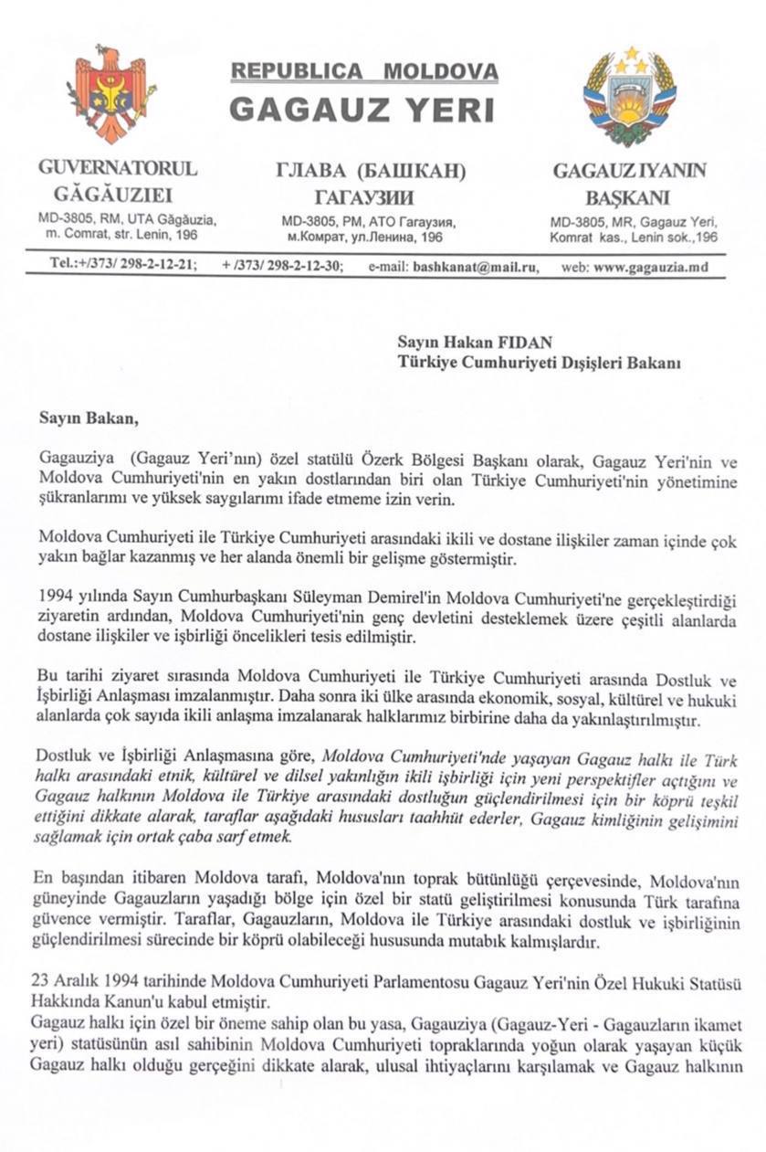 Башкан Гагаузии попросила МИД Турции повлиять на власти Молдовы
