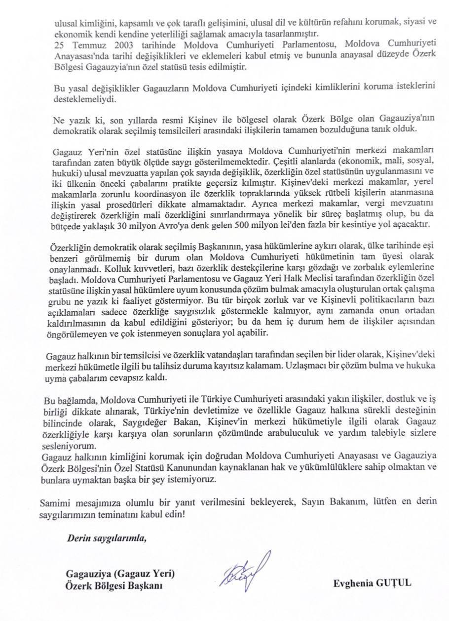 Башкан Гагаузии попросила МИД Турции повлиять на власти Молдовы