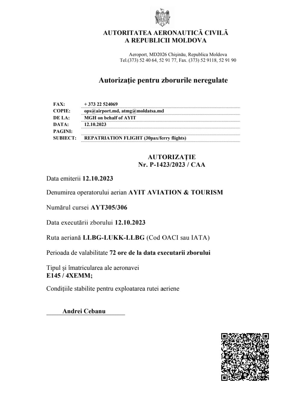 Nu a depus toate actele și nu a coordonat cu instituțiile statului. Autoritatea Aeronautică Civilă, reacție la avionul cu moldoveni blocat în Tel Aviv