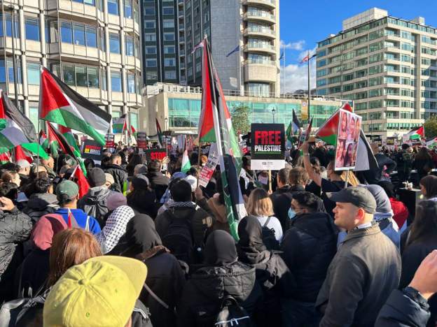 (ФОТО) В Лондоне 100 тыс. человек вышли на акцию в поддержку Палестины
