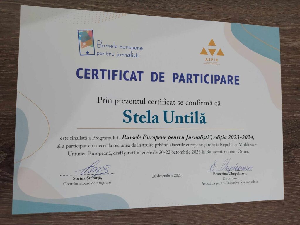 Încă un trofeu pentru redacția NewsMaker. Stela Untilă a obținut premiul mare în cadrul programului ,,Bursele Europene pentru Jurnaliști”