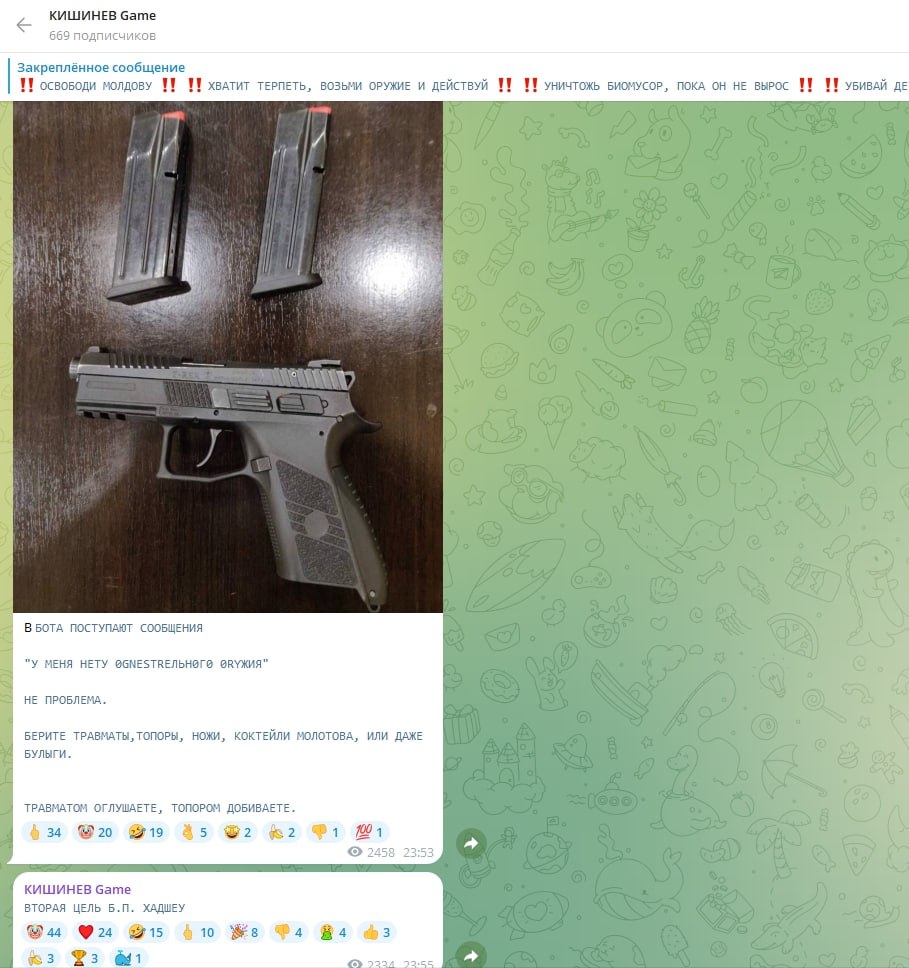 FOTO Amenințări în adresa școlilor din Chișinău și arme pe un canal de Telegram anonim. Apelul Poliției către elevi și părinți