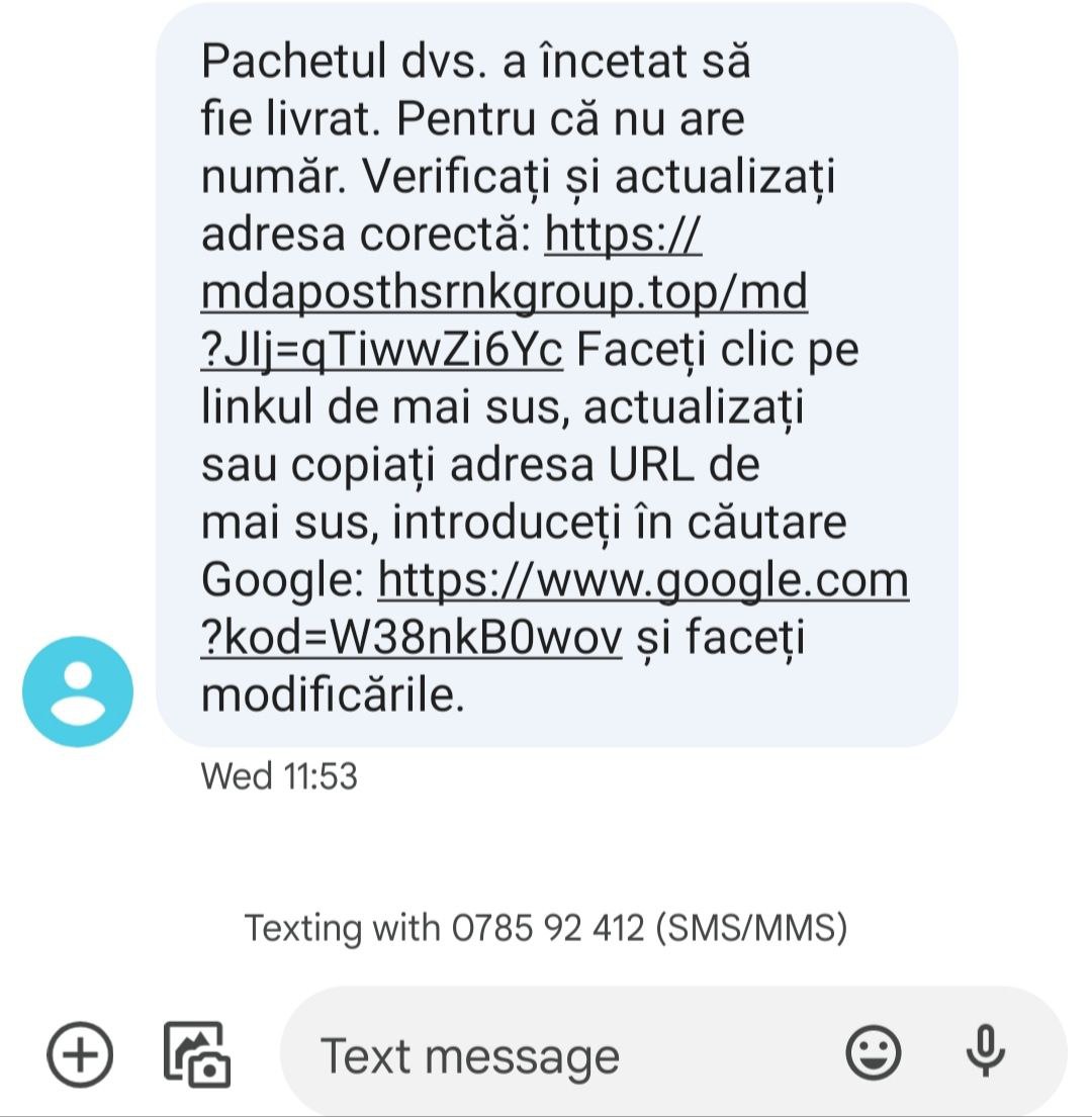 FOTO Atenție, dacă primiți mesaje de la „Poșta Moldovei”. O nouă escrocherie ia amploare în Moldova