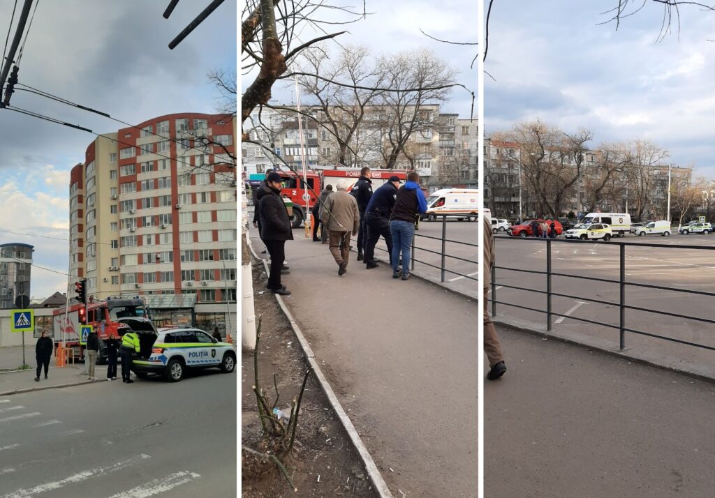 (ФОТО) Посетителей и сотрудников одного из супермаркетов в Кишиневе эвакуировали из-за сообщения о бомбе