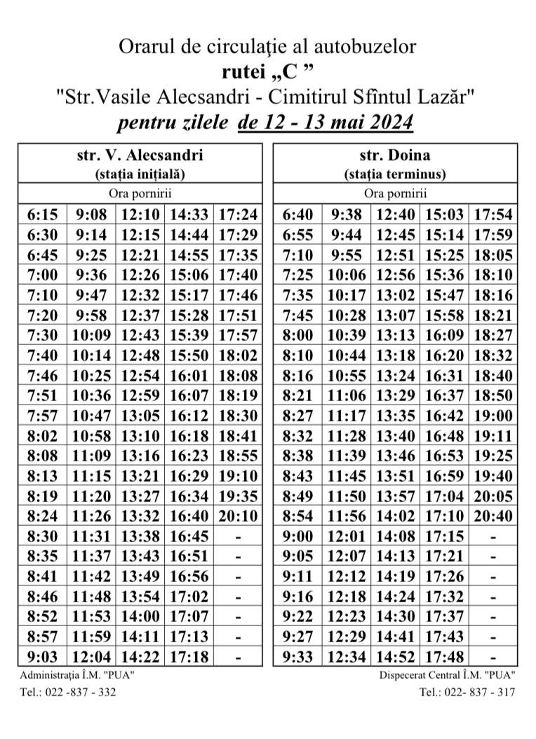 Circulația pe 3 rute de autobuz din capitală, de Paștele Blajinilor, va fi gratuită