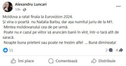 „Vina o poartă nu Natalia Barbu”. Cum au reacționat moldovenii după ce Moldova a ratat finala Eurovision