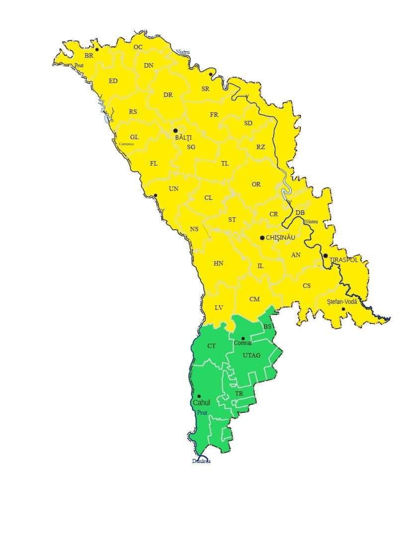 В Молдове снова объявили желтый код из-за нестабильной погоды