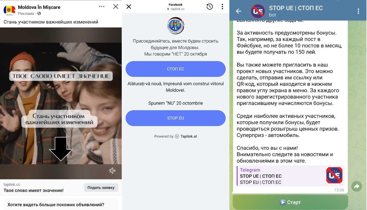 „Stop UE” pentru 500 de lei. Cum folosește Șor boții de pe Telegram pentru a angaja activiști și de ce acest lucru este ilegal