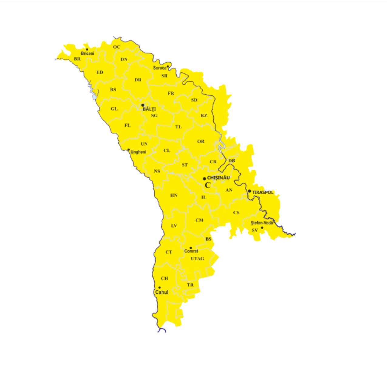 Cod galben de instabilitate atmosferică pe tot teritoriul Republicii Moldova. Se așteaptă ploi cu descărcări electrice