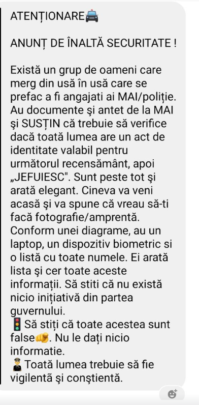 „Menite să provoace panică”. Poliția informează despre mesaje false care sunt răspândite în spațiul public