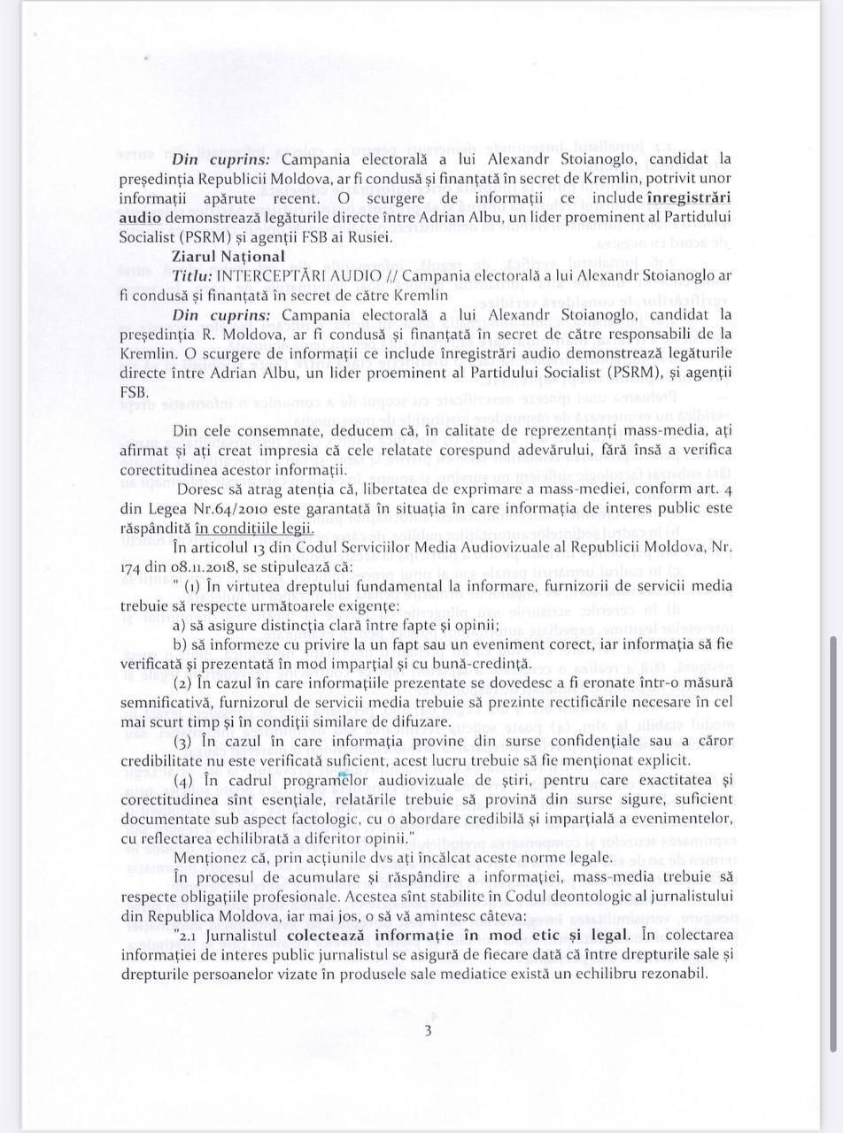 (DOC) Депутат от ПСРМ требует от восьми СМИ 1 млн леев компенсации морального ущерба. Что случилось