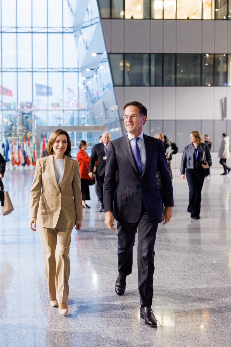 Maia Sandu și Mark Rutte, întrevedere la Bruxelles: „NATO va continua să sprijine reziliența Moldovei” (FOTO)