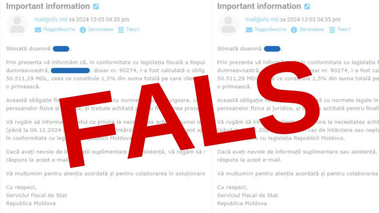 Жители Молдовы получают сообщения с требованием оплатить «налоговые обязательства». Государственная налоговая служба предупредила о мошенничестве