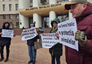 (ФОТО) Зоозащитники устроили протест у здания парламента. С чем это связано?