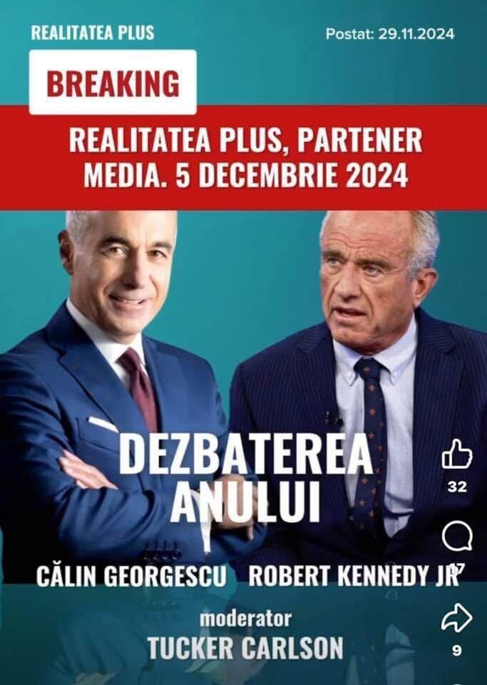 Dezbatere între Robert Kennedy Jr și Călin Georgescu? Presa: alesul lui Trump pentru sănătate vine în România; Moderator va fi Tucker Carlson