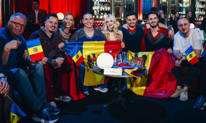 The artists of Vienna 2026 in the Green Room during the First Semi-Final of the Eurovision Song Contest at Wiener Stadhalle on 12 May
