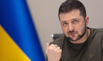 FILE PHOTO: Ukraine's President Volodymyr Zelenskiy attends an interview with some of the Russian media via videolink, as Russia’s attack on Ukraine continues, in Kyiv, Ukraine March 27, 2022. Ukrainian Presidential Press Service/Handout via REUTERS